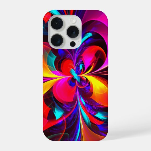 フローラモダン抽象芸術アートレッドブルーパターン#07 iPhoneケース (裏面)