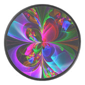 フローラモダン抽象芸術アートレッドブルーパターン#12 アイスホッケーパック (正面)