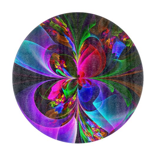 フローラモダン抽象芸術アートレッドブルーパターン#12 カッティングボード (正面)