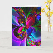 フローラモダン抽象芸術アートレッドブルーパターン#12 カード (黄色い花)