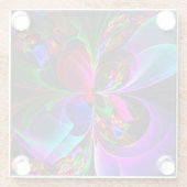 フローラモダン抽象芸術アートレッドブルーパターン#12 ガラスコースター (裏面)