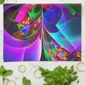 フローラモダン抽象芸術アートレッドブルーパターン#12 キッチンタオル (折り畳み)