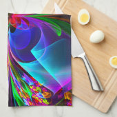 フローラモダン抽象芸術アートレッドブルーパターン#12 キッチンタオル (四つ折り)