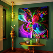 フローラモダン抽象芸術アートレッドブルーパターン#12 キャンバスプリント