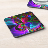 フローラモダン抽象芸術アートレッドブルーパターン#12 コースター (左側)