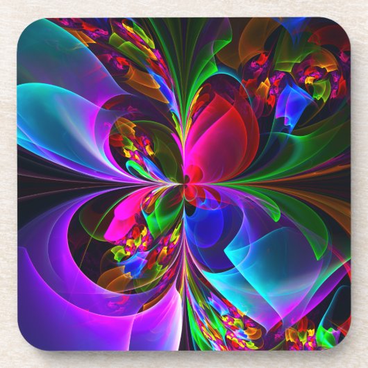 フローラモダン抽象芸術アートレッドブルーパターン#12 コースター (正面)