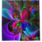 フローラモダン抽象芸術アートレッドブルーパターン#12 シャワーカーテン (正面)