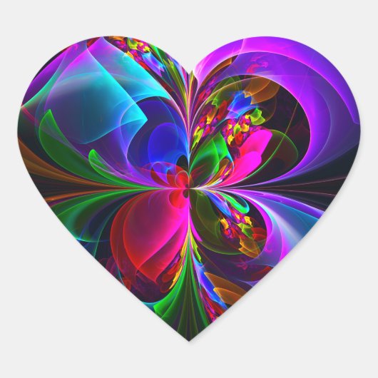 フローラモダン抽象芸術アートレッドブルーパターン#12 ハートシール (正面)