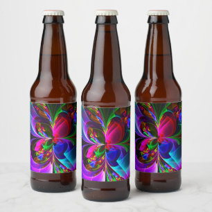 フローラモダン抽象芸術アートレッドブルーパターン#12 ビールラベル