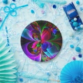 フローラモダン抽象芸術アートレッドブルーパターン#12 ペーパープレート (パーティー)