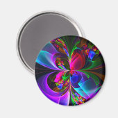 フローラモダン抽象芸術アートレッドブルーパターン#12 マグネット (正面/裏面)