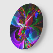 フローラモダン抽象芸術アートレッドブルーパターン#12 ラージ壁時計 (傾斜)