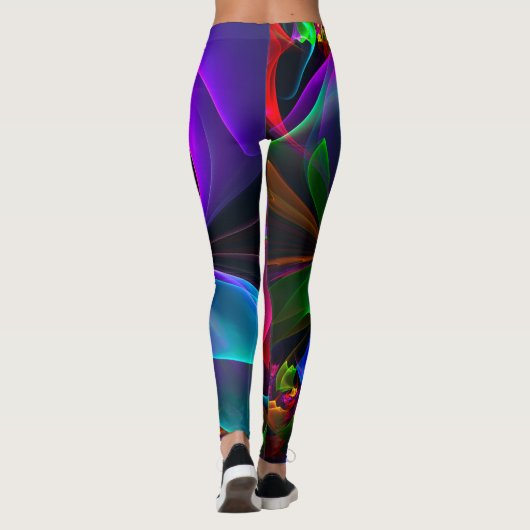 フローラモダン抽象芸術アートレッドブルーパターン#12 レギンス (裏面)