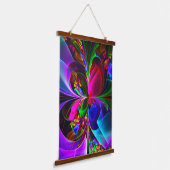 フローラモダン抽象芸術アートレッドブルーパターン#12 吊り下げ型タペストリー (傾斜あり)