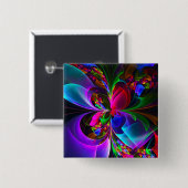 フローラモダン抽象芸術アートレッドブルーパターン#12 缶バッジ (正面&裏面)