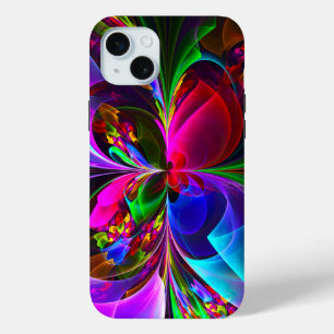 フローラモダン抽象芸術アートレッドブルーパターン#12 iPhone 15 MINIケース