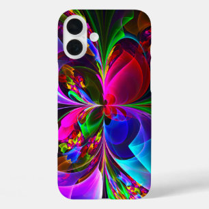 フローラモダン抽象芸術アートレッドブルーパターン#12 iPhone 16 PLUSケース