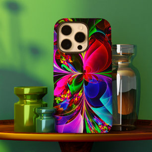 フローラモダン抽象芸術アートレッドブルーパターン#12 iPhone 16 PROケース