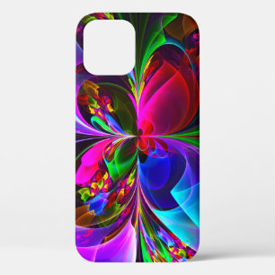 フローラモダン抽象芸術アートレッドブルーパターン#12 iPhone 12ケース