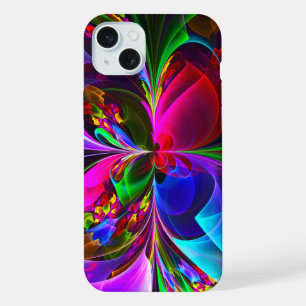 フローラモダン抽象芸術アートレッドブルーパターン#12 iPhone 15 PLUSケース