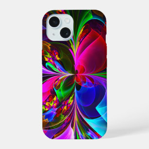 フローラモダン抽象芸術アートレッドブルーパターン#12 iPhone 15ケース