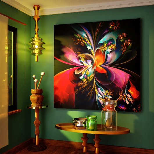 フローラモダン抽象芸術アートレッドブルーパターン#13 キャンバスプリント