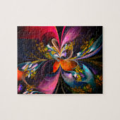 フローラモダン抽象芸術アートレッドブルーパターン#13 ジグソーパズル (横)