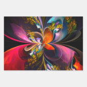 フローラモダン抽象芸術アートレッドブルーパターン#13 ラッピングペーパーシート (正面3)