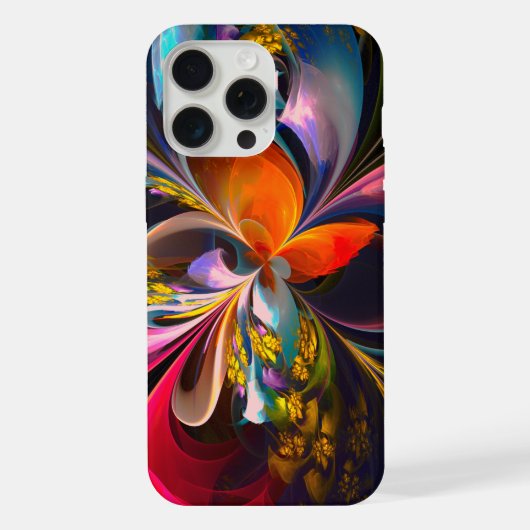 フローラモダン抽象芸術アートレッドブルーパターン#13 iPhoneケース (裏面)