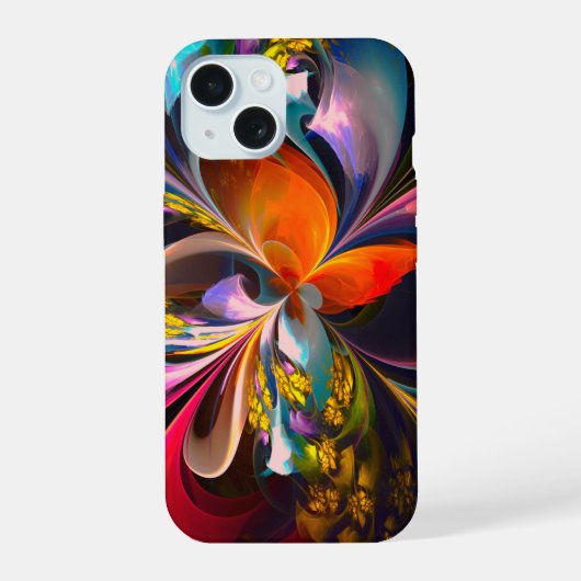 フローラモダン抽象芸術アートレッドブルーパターン#13 iPhone 15ケース (裏面)