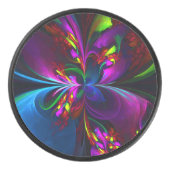 フローラモダン抽象芸術アートレッドブルーパターン#15 アイスホッケーパック (正面)