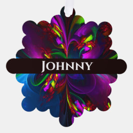 フローラモダン抽象芸術アートレッドブルーパターン#15 オーナメントカード