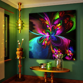 フローラモダン抽象芸術アートレッドブルーパターン#15 キャンバスプリント