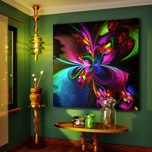 フローラモダン抽象芸術アートレッドブルーパターン#15 キャンバスプリント