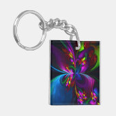 フローラモダン抽象芸術アートレッドブルーパターン#15 キーホルダー (正面左)