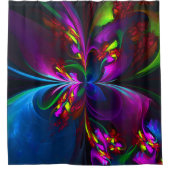 フローラモダン抽象芸術アートレッドブルーパターン#15 シャワーカーテン (正面)