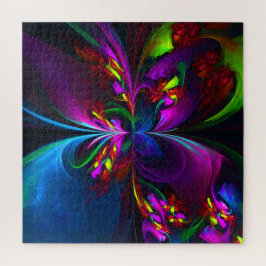 フローラモダン抽象芸術アートレッドブルーパターン#15 ジグソーパズル