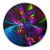 フローラモダン抽象芸術アートレッドブルーパターン#15 セラミックノブ (正面)