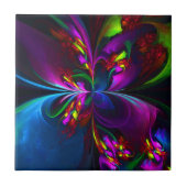 フローラモダン抽象芸術アートレッドブルーパターン#15 タイル (正面)