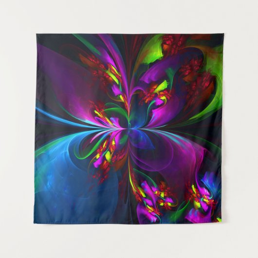 フローラモダン抽象芸術アートレッドブルーパターン#15 タペストリー (正面)