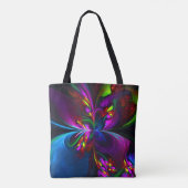 フローラモダン抽象芸術アートレッドブルーパターン#15 トートバッグ (裏面)