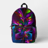 フローラモダン抽象芸術アートレッドブルーパターン#15 プリントバックパック (正面)