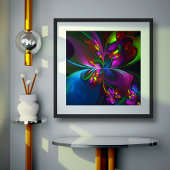 フローラモダン抽象芸術アートレッドブルーパターン#15 ポスター