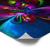 フローラモダン抽象芸術アートレッドブルーパターン#15 ポスター (角)