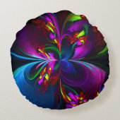 フローラモダン抽象芸術アートレッドブルーパターン#15 ラウンドクッション (裏面)