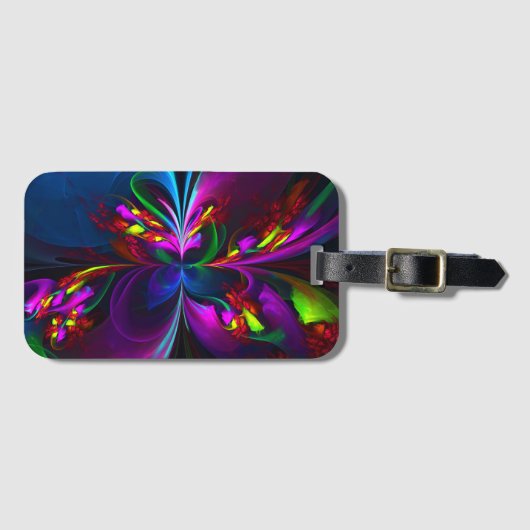 フローラモダン抽象芸術アートレッドブルーパターン#15 ラゲッジタグ (正面横)