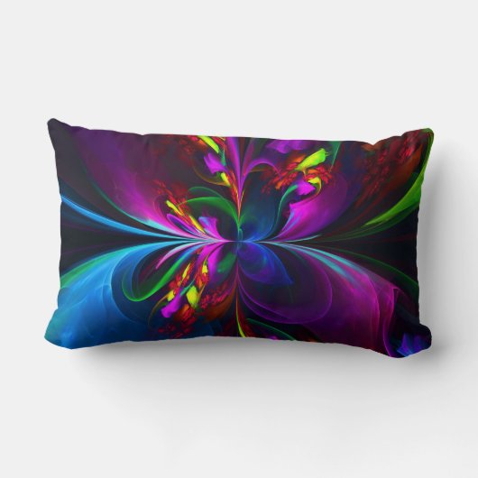 フローラモダン抽象芸術アートレッドブルーパターン#15 ランバークッション (裏面)