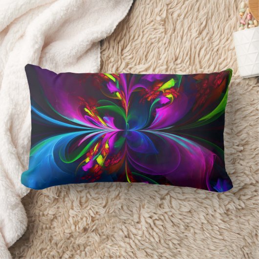 フローラモダン抽象芸術アートレッドブルーパターン#15 ランバークッション (ブランケット)