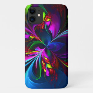 フローラモダン抽象芸術アートレッドブルーパターン#15 iPhone 11 ケース