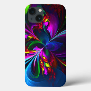 フローラモダン抽象芸術アートレッドブルーパターン#15 iPhone 13ケース